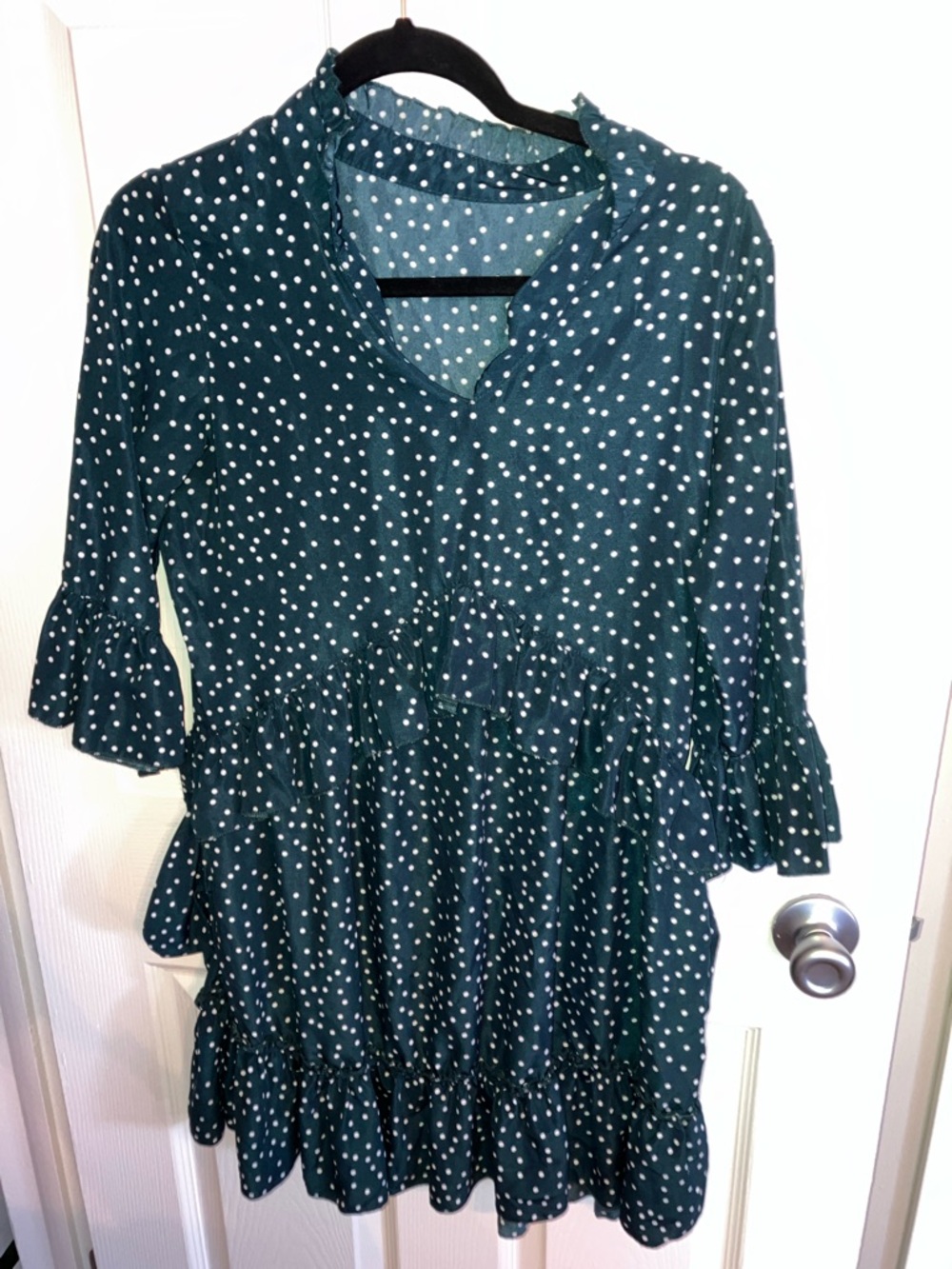 Polka Dot Ruffle Dress, dark green 💚💚